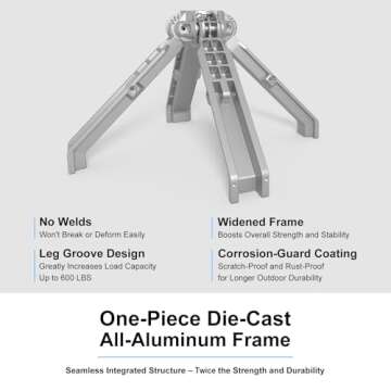 MTRVR Folding High Back Camp Chair with Headrest Pillow, Widened Aluminum Frame Support 600 LBS, Oversized Portable Outdoor Lounge Patio Chair Mesh Back for Camping, Beach, Poolside, Backyard, Garden