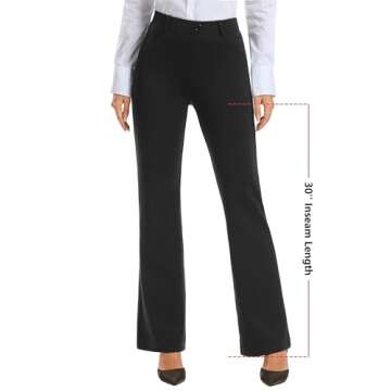 Stelle Women 28"/30"/ 32" Bootcut Dress Pants Business Casual Work Pants with Pockets Pull On Regula...
