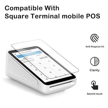 Tempered Glass Screen Protector for Square Terminal (Model No: B07NPNNQLN) - Super Scratch Resistant - High Definition - Touch Sensitive - 9H Hardness HD Clear Screen Protector for Square Terminal