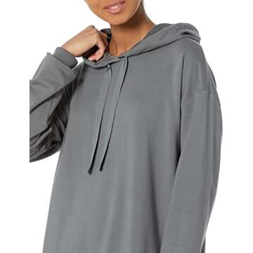 The Drop Women's Iona Long-Sleeve Hooded Mini Sweatshirt Dress, Charcoal, XS