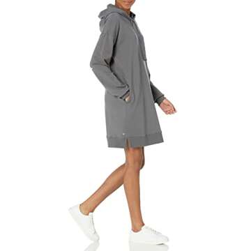 The Drop Women's Iona Long-Sleeve Hooded Mini Sweatshirt Dress, Charcoal, XS