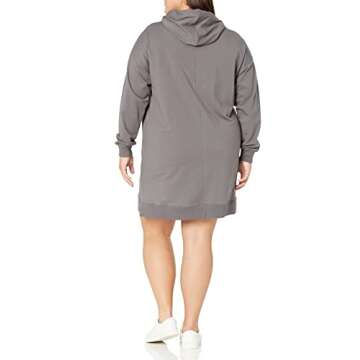 The Drop Women's Iona Long-Sleeve Hooded Mini Sweatshirt Dress, Charcoal, XS