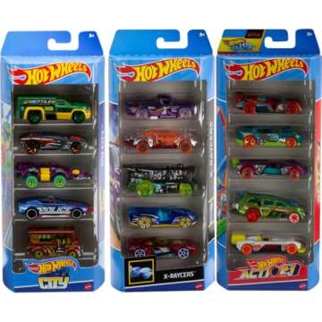 Hot Wheels Toy Cars, Bundle of 15 1:64 Scale Vehicles, Includes 3 5-Packs with Different Themes: HW ...