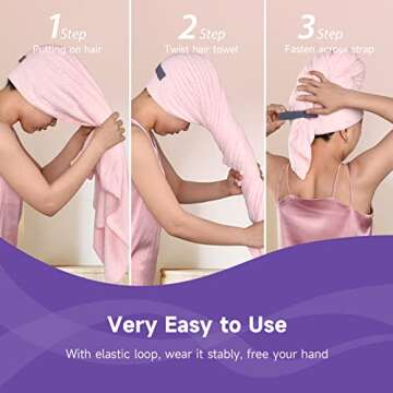 Umisleep Extra Large Microfiber Hair Towel for Women Long, Curly, Thick Hair, Super Soft Anti Frizz ...