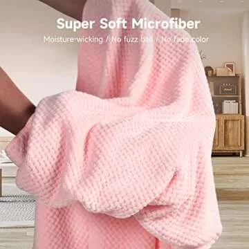 Umisleep Extra Large Microfiber Hair Towel for Women Long, Curly, Thick Hair, Super Soft Anti Frizz Quick Dry Hair Towel Wrap, Ultra Absorbent Hair Turban with Elastic Band Pink
