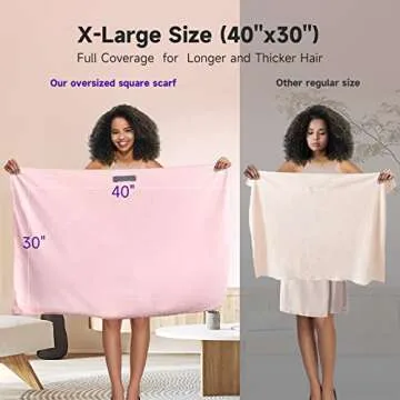 Umisleep Extra Large Microfiber Hair Towel for Women Long, Curly, Thick Hair, Super Soft Anti Frizz Quick Dry Hair Towel Wrap, Ultra Absorbent Hair Turban with Elastic Band Pink