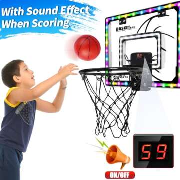 AOKESI Mini Basketball Hoop with LED Lights and Scorer