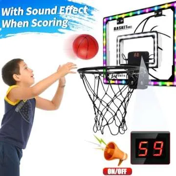 AOKESI Mini Basketball Hoop with LED Lights and Scorer