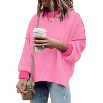 ETCYY Womens Oversized Sweaters Fall 2025 Fashion Clothes Trendy Batwing Sleeve Colorblock Striped K...