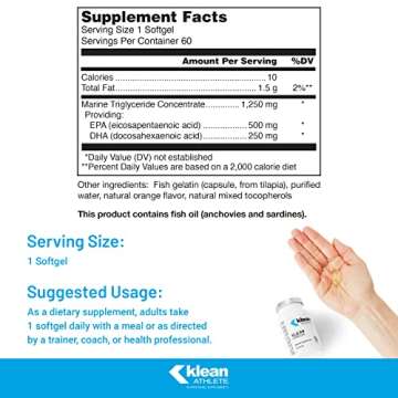 Klean ATHLETE Klean Omega | Pure Fish Oil in Triglyceride Form to Support Cardiovascular, Neurologic...