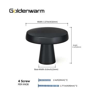 goldenwarm 10 Pack Matte Black Cabinet Knobs for Kitchen Hardware Handles Round Dresser Drawer Knob ...