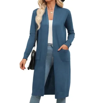 Zeagoo Women's Long Cardigans Sweater 2024 Fall Lightweight Open Front Casual Knit Duster Coat with ...
