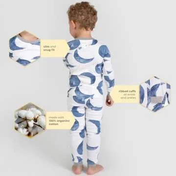 Burt's Bees Baby baby boys Pajamas, Tee Pant 2-piece Pj Set, 100% Organic Cotton and Toddler Pajama Bottoms, Eggshell A-bee-c, 24 Months US
