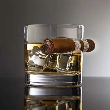 Godinger Cigar Whiskey Glass Wooden Gift Box Set with Old Fashioned Glass, Cooling Whiskey Stones an...