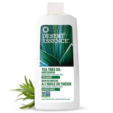 Desert Essence Tea Tree Oil Mouthwash - 16 Fl Ounce - Pack of 6 - Natural Refreshing - Spearmint Fla...