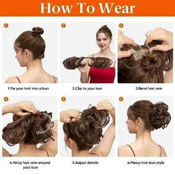 YOUNGWAYS Messy Bun Hair Piece Side Comb Clip in Hair Bun Hairpiece for Women Short Natural Straight Versatile Adjustable Styles Easy Hair pieces (Chunky Monkey-C)
