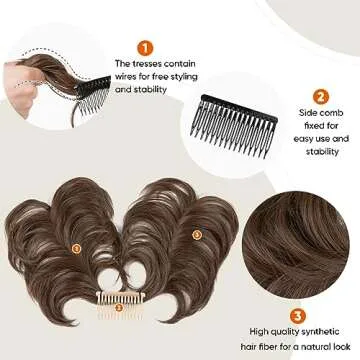 YOUNGWAYS Messy Bun Hair Piece Side Comb Clip in Hair Bun Hairpiece for Women Short Natural Straight Versatile Adjustable Styles Easy Hair pieces (Chunky Monkey-C)