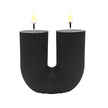 Large U Shaped Candle, Soy Wax Scented Candle Geometric Aesthetic Ribbed Candles Minimalist Shaped f...