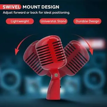 Pyle Classic Retro Dynamic Vocal Microphone - Old Vintage Style Unidirectional Cardioid Mic with XLR Cable - Universal Stand Compatible - Live Performance, In-Studio Recording - Pro PDMICR42R (Red)