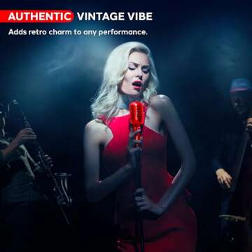 Pyle Classic Retro Dynamic Vocal Microphone - Old Vintage Style Unidirectional Cardioid Mic with XLR Cable - Universal Stand Compatible - Live Performance, In-Studio Recording - Pro PDMICR42R (Red)