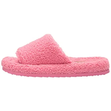 Amazon Essentials Women's Faux Sheepskin Slide Slipper, Bright Pink, 8