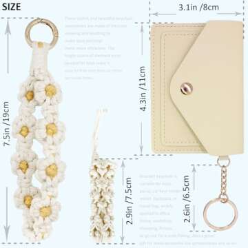 BIHRTC Wallet Keychain Wristlet with Tassel Boho Macrame Wrist Lanyard Handmade Wristlet with Net Ch...