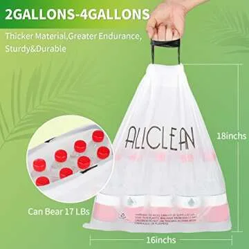 Durable 2 to 4 Gallons Drawstring Trash Bags - 90 Count