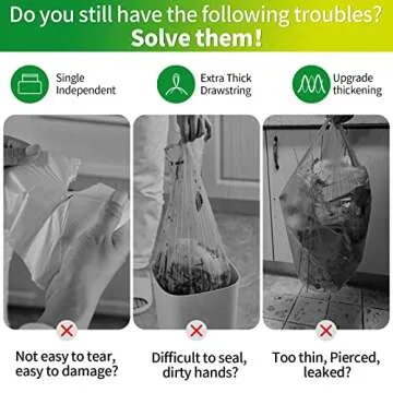 Durable 2 to 4 Gallons Drawstring Trash Bags - 90 Count