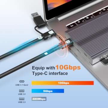 MAIWO 2 Bay M.2 NVMe SSD Enclosure USB 3.1 Gen2 Type-C 10Gbps Support UASP Tool Free Support 2230/22...