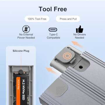 MAIWO 2 Bay M.2 NVMe SSD Enclosure USB 3.1 Gen2 Type-C 10Gbps Support UASP Tool Free Support 2230/2242/2260/2280 M Key/B&M Key Aluminum Case
