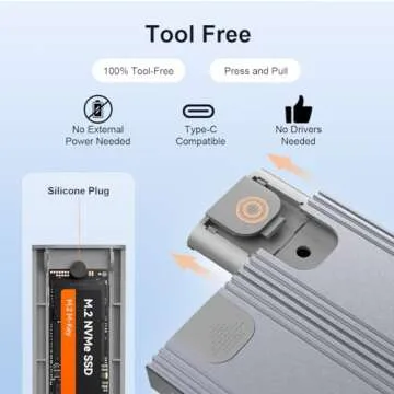 MAIWO 2 Bay M.2 NVMe SSD Enclosure USB 3.1 Gen2 Type-C 10Gbps Support UASP Tool Free Support 2230/2242/2260/2280 M Key/B&M Key Aluminum Case