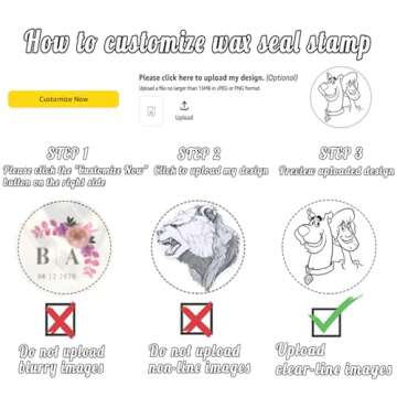 Esaray Custom Wax Seal Stamp，Personalized Wax Seal Stamp kit Custom Your Logo,Text,Name for Letter,Crafting, Envelopes, Gift Wrap Graduation Gifts and Wedding Invitation