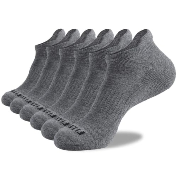 LITERRA Mens Ankle Socks 6 Pack Low Cut Athletic Running Cushioned Tab Socks