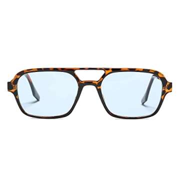 DeBuff Vintage 70s Flat Aviator Sunglasses for Women Men, Retro Square Glasses UV400 Protection Shades