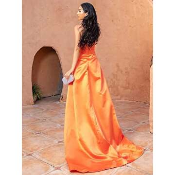 Fanciest High Slit Champagne Prom Dresses Long 2025 Beaded Mermaid Evening Party Gowns for Women US6