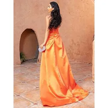 Fanciest High Slit Champagne Prom Dresses Long 2025 Beaded Mermaid Evening Party Gowns for Women US6