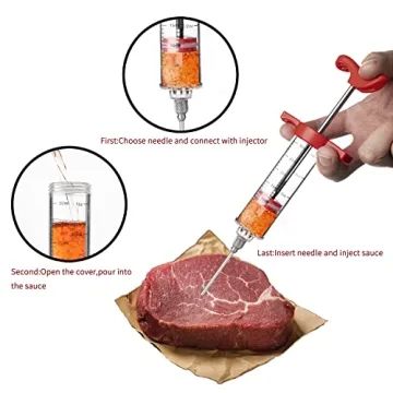 JY COOKMENT Meat Injector Syringe for Flavorful Marinades