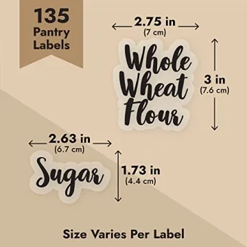 Talented Kitchen 135 Pantry Labels for Food Containers, Clear Preprinted Pantry Labels for Organizing Storage Canisters & Jars, Black Cursive Numbers Stickers (Water Resistant)
