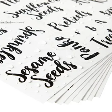 Talented Kitchen 135 Pantry Labels for Food Containers, Clear Preprinted Pantry Labels for Organizing Storage Canisters & Jars, Black Cursive Numbers Stickers (Water Resistant)
