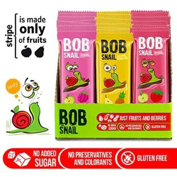 BOB SNAIL Healthy Variety Pack for Kids Adults– 30 Gluten-Free Strips with Dried Strawberry, Pear, Pineapple, Raspberry & Apple – Natural Vegan Low-Carb Snack for Adults & Kids