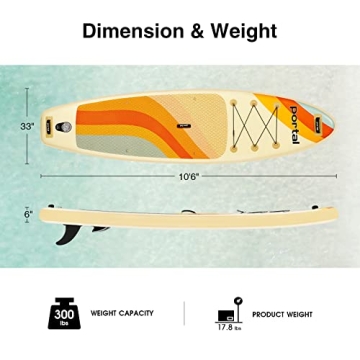 Portal SUP Inflatable Paddle Board, 10'6 out of 11'6 Options