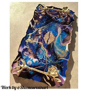 RESINWORLD 2 Size 14 inches XL Large Tray Silicone Molds Epoxy Resin Geode Tray Mold with Gold & Silver Handles DIY for Making Tray (Rectangle)