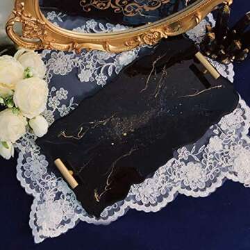 RESINWORLD 2 Size 14 inches XL Large Tray Silicone Molds Epoxy Resin Geode Tray Mold with Gold & Silver Handles DIY for Making Tray (Rectangle)