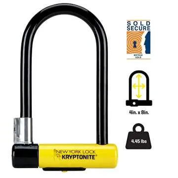 Kryptonite New York Standard Bike U-Lock, Heavy Duty Anti-Theft, 16mm Shackle with Mounting Bracket and Keys, Ultimate Security for Bicycles E-Bikes Scooters