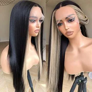 BrownBomb Skunk Stripe Lace Front Wig for Effortless Style