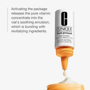 Clinique Fresh Pressed Daily Moisturizer Booster With Pure Vitamin C | Brightening + Retexturing For All Skin Types, 0.29 Fl Oz (Pack of 4)