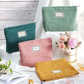 Sanwuta Velvet Makeup Bag Set - Large Corduroy Pouches