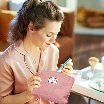 Sanwuta Velvet Makeup Bag Set - Large Corduroy Pouches