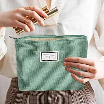 Sanwuta Velvet Makeup Bag Set - Large Corduroy Pouches