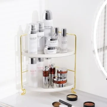 Stylish 2-Tier Corner Bathroom Organizer for Makeup